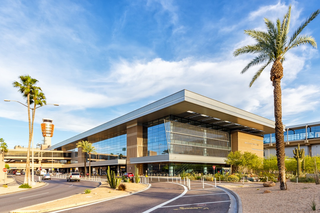 Phoenix, Arizona - April 8, 2019: Terminal 3 of Phoenix Sky Harbor airport (PHX) in the United States.